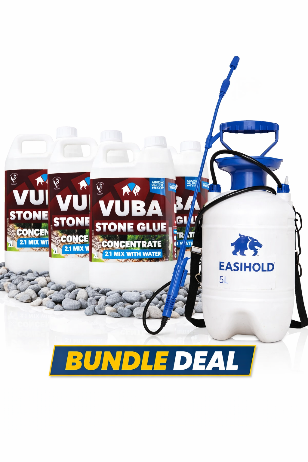 4 x Vuba 2L Concentrate Stone Glue + 5L Pressure Sprayer