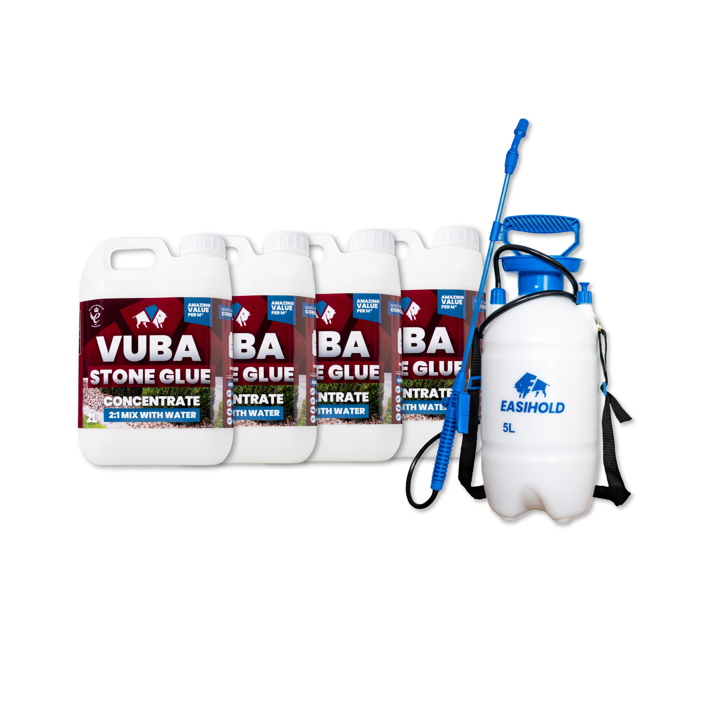 4 x Vuba 2L Concentrate Stone Glue + 5L Pressure Sprayer